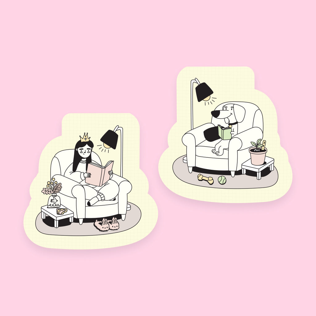 Lina & Taco Reading - Magnetic Bookmark