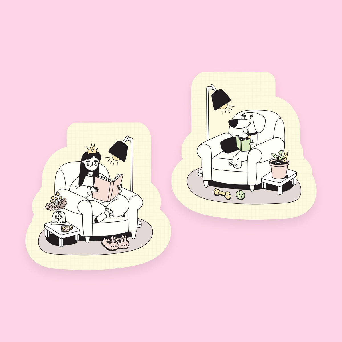 Lina & Taco Reading - Magnetic Bookmark
